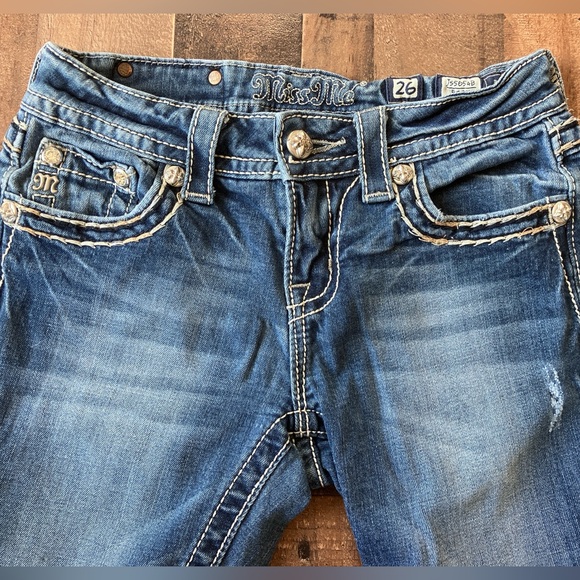 Miss Me Bootcut Jeans Size 26 Embellished Pocket Mid Rise Stretch Denim - Picture 6 of 15
